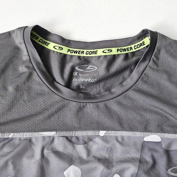 Champion Power Core DuoDry+ Men’s XL Gray Camo Performance Athletic Shirt - Picture 2 of 10